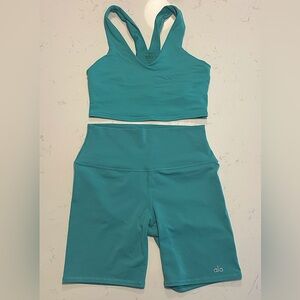 ALO Yoga Matching Crop & Bike Shorts Set